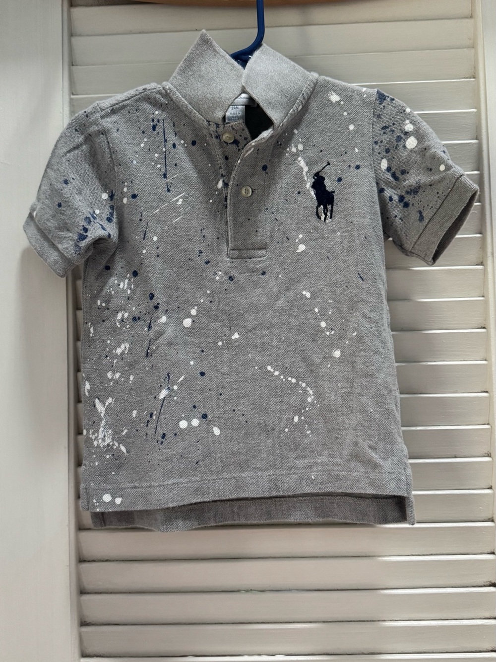 Polo by Ralph Lauren Kids Grey Short-Sleeve Polo with Paint Splatter